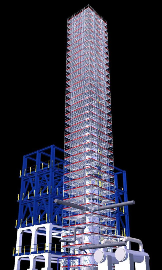 Endüstriyel yapı 3D statik analiz ve modelleme görseli - iskele ve kule yapısal modelleme