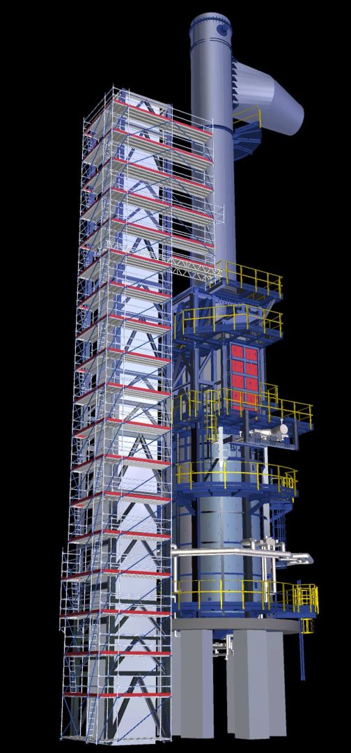 Endüstriyel tesis 3D detaylı boru hattı ve iskele yapısal analiz modeli