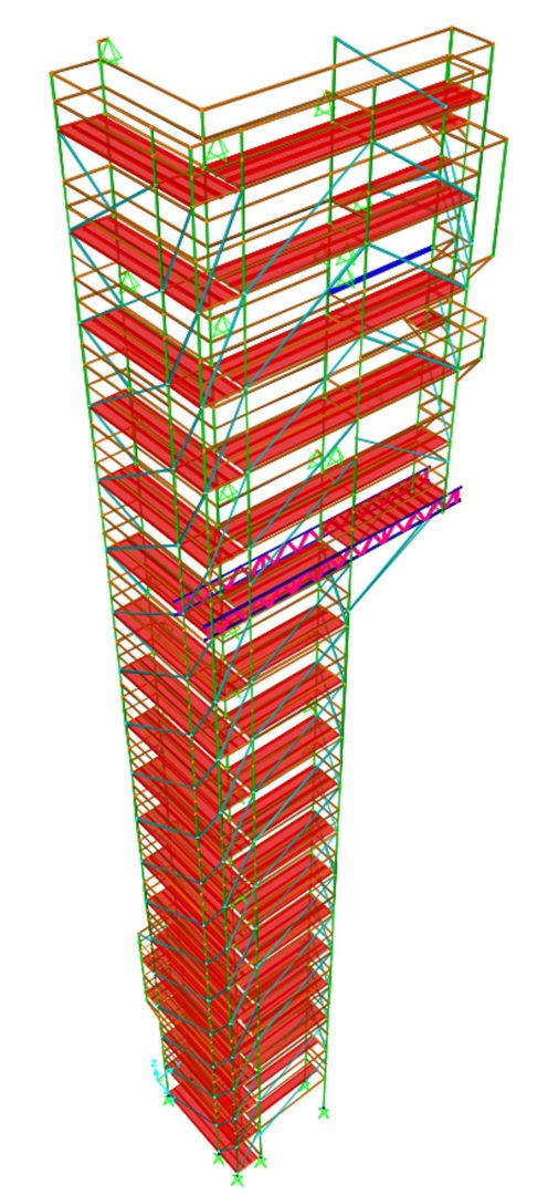 Layher iskele sistemi 3D yapısal analiz modeli - modelleme ve statik hesap hizmetleri