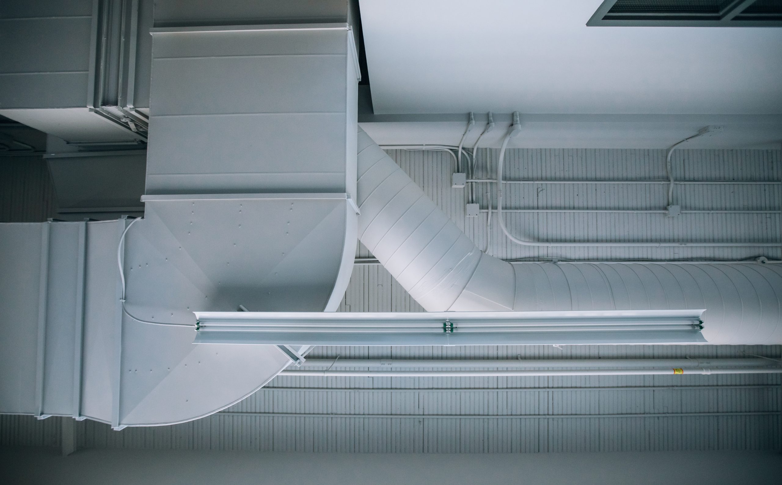 Industrial and commercial air duct view from below
